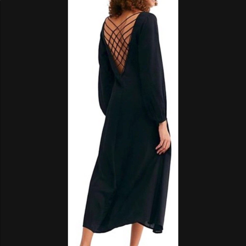 Free People Black Open Back Maxi Dress